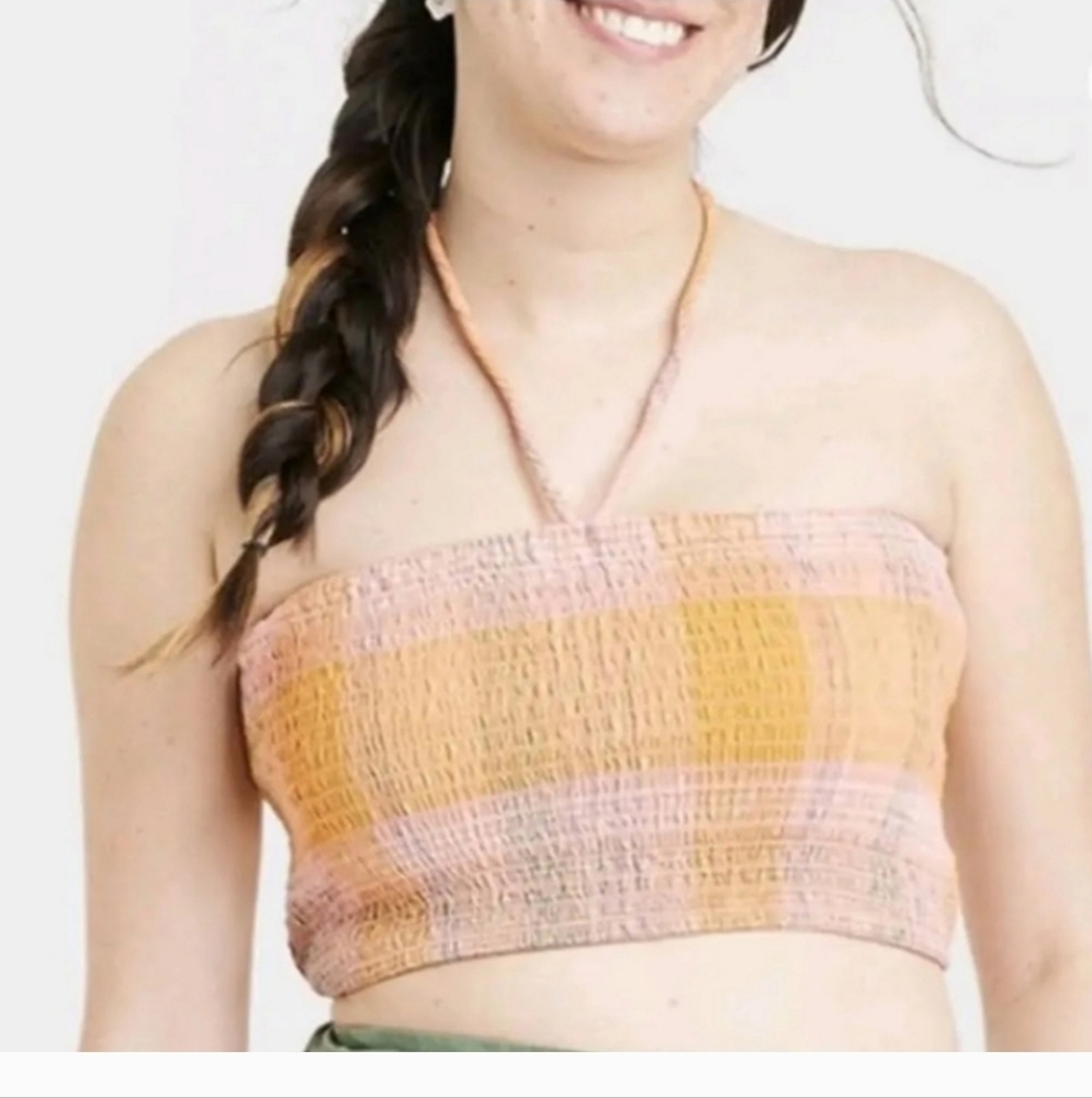 Universal Thread Women's Smocked Pastel Multicolor Halter Tank Top,Size XL